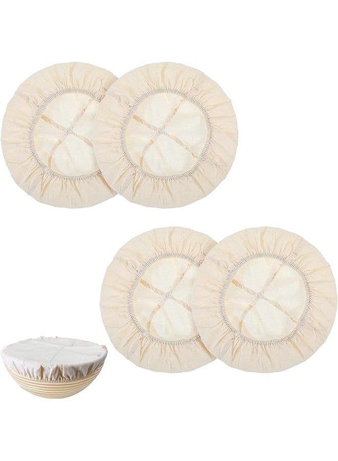 4 PCS Sourdough Bowl Covers, Reusable Cloth Bowl Covers for Sourdough Bread Proofing Washable Linen Cotton Bowls Cover Elastic Stretchable Fabric Lids for Fermentation Jars - Image 1